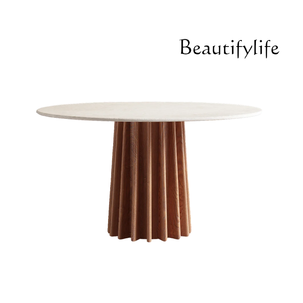 

Japanese-style medieval solid wood round dining table household small apartment dining table