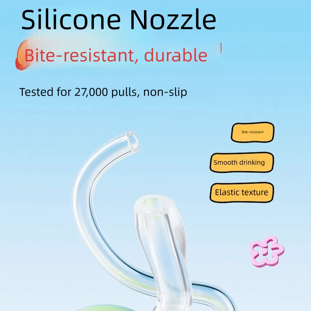 

620ml Insulated Cup Large Capacity with Handle Cartoon Straw Cups Heat and Cold Insulation Double Drink Vacuum-insulated Bottle