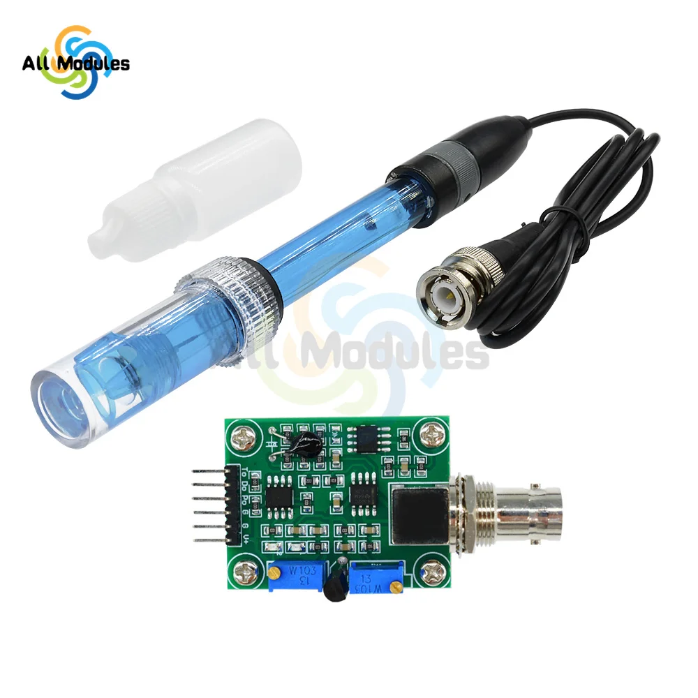 Liquid PH 0-14 Value Detection Regulator Sensor Module Monitoring Control Meter Tester + BNC PH Electrode Probe For Arduino