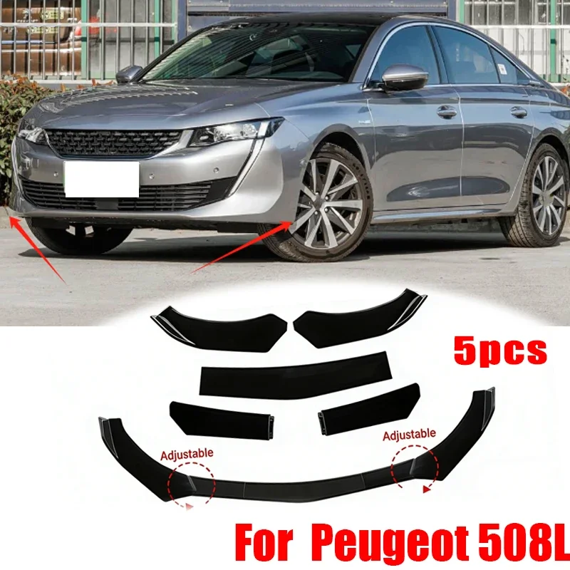 

5Pcs ABS Material Universal Car Front Bumper Separator Bumper Lip Body Kit Duck Lip Separator For Peugeot 508L Car Accessories