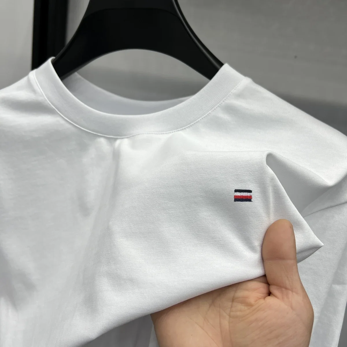 100% pure cotton short sleeve round neck men's high-end brand T-shirt hot selling summer 230g exquisite embroidery casual top