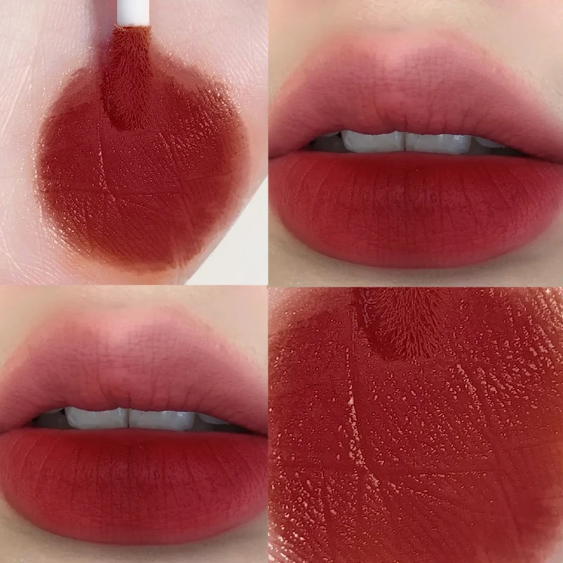 Juego de maquillaje de terciopelo mate, 5 colores, resistente al agua, lápiz labial líquido rojo duradero, taza no pegajosa, esmalte de labios rojo, cosméticos