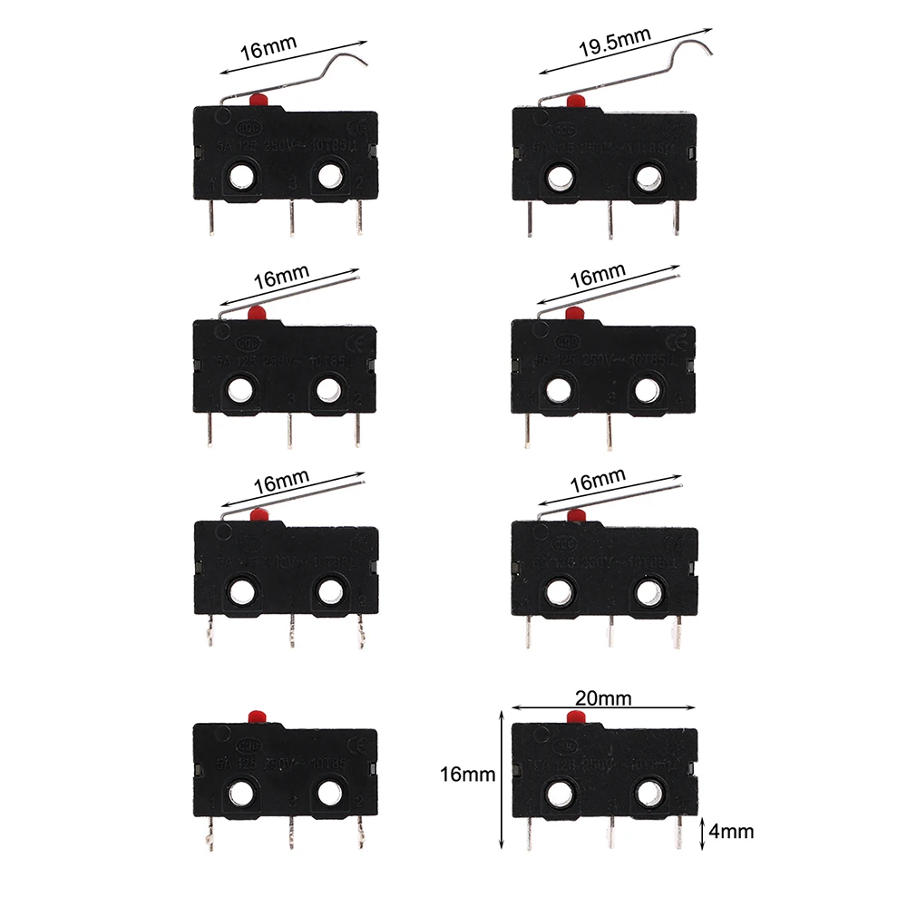5A 125V250V KW12 Travel Limit Switch KW11-3Z-2 With Handle 16mm Contact Button Micro switch KW12-N 2Pin/3Pin KW12-A NO/NC