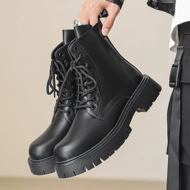 

Men High Top Boots PU Thick Sole Solid Color Comfortable Fashionable Classic Daily Men Boots