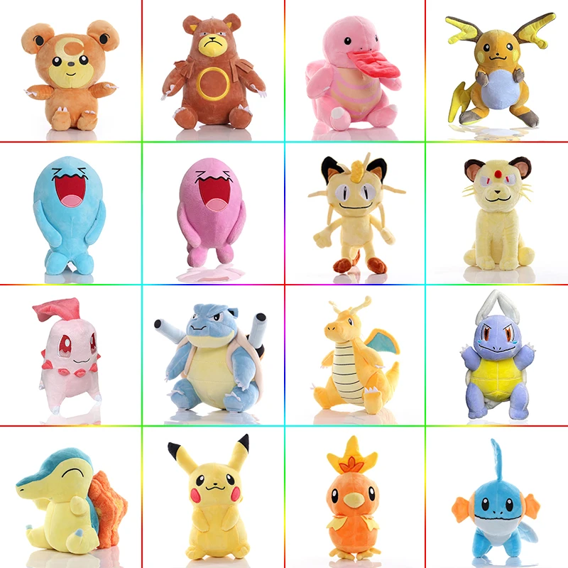 20cm Cute Pokemon Teddiursa Lickitung Raichu Chikorita Plush Toys Anime Pokémon Meowth Pikachu Torchic Blastoise Mudkip Dolls