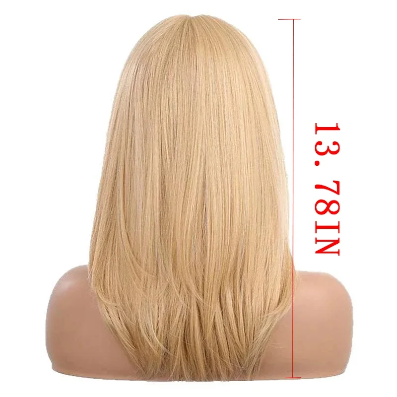 13 polegada ouro marrom mulher cabelo longo moda peruca reta uso diário de alta temperatura seda simulado cabelo festival festa bola perucas