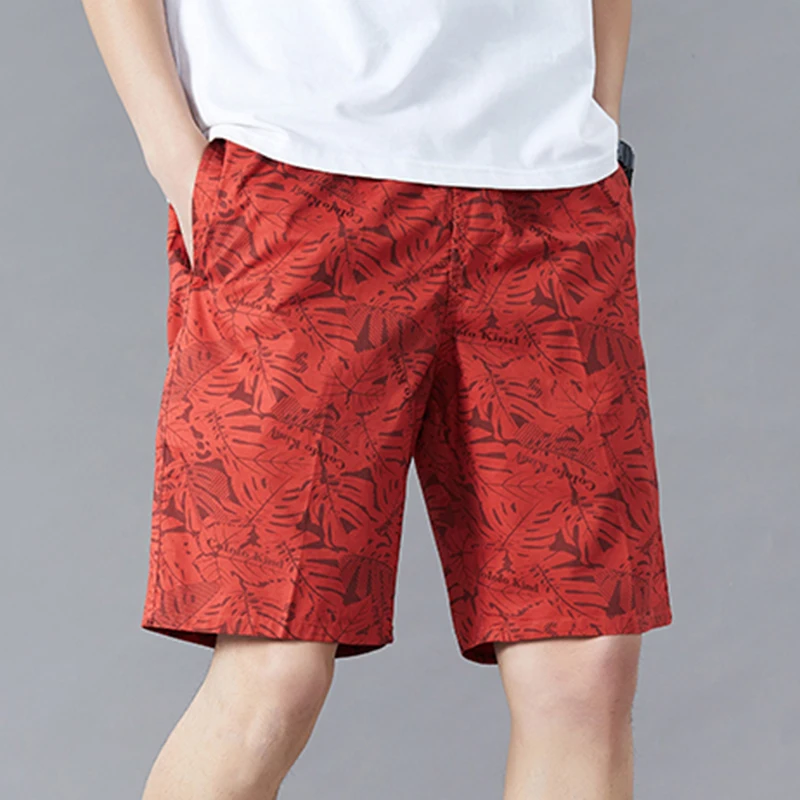 2026 Quality Fashion Print Shorts Men Hawaii Beach Casual Shorts Outdoor Sports Elastic Waist 6XL Oversize Red Baggy Half Pants
