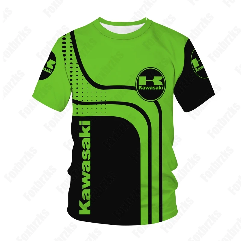 New Summer Kawasaki Team Motorcycle Riding T-Shirt Locomotive Factory Suit Racing Motorcycle 3D Printing KID/Adult Training Suit