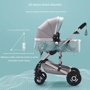 3 in 1 Babywagen Luxus hohe Landschaft tragbarer Baby Kinderwagen Multifunktionaler Babywagen 6 Hauptverkäufe reversibler Babyauto - №4