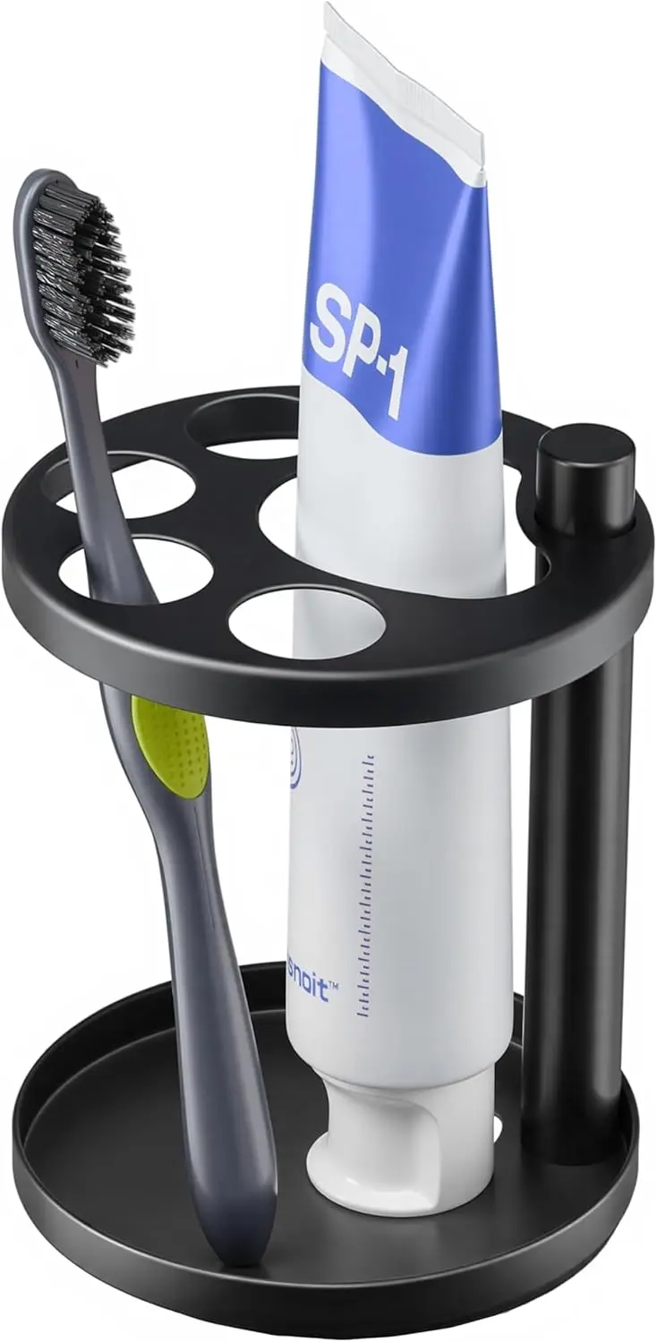 

Металлическая подставка для зубных щеток для ванной комнаты: вентилируемый органайзер из нержавеющей стали с прорезями для электрических зубных щеток, зубных паст