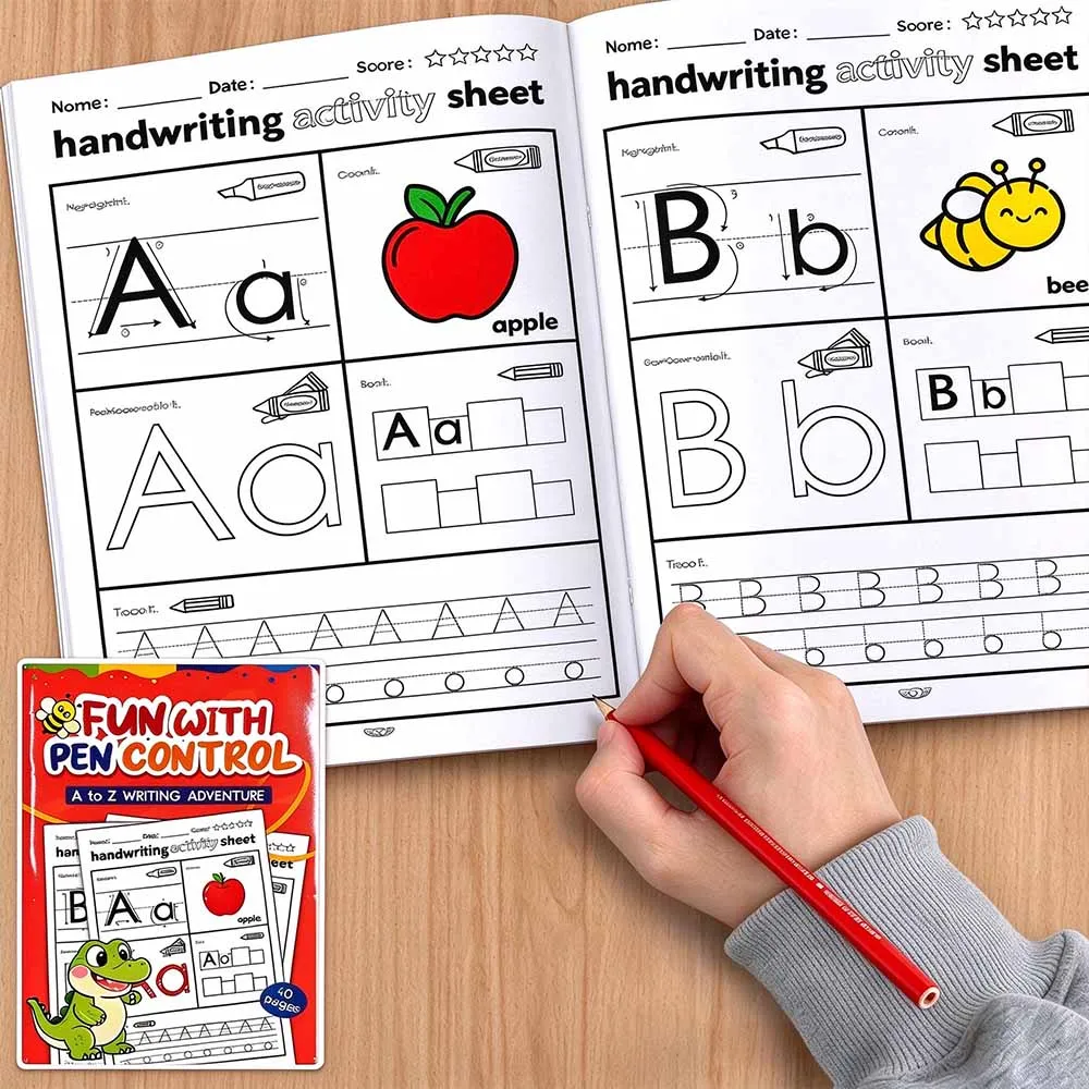 40P Alphabet Tracing Workbook,Coloring,Tracing,Letter Find,Doodle Skill,Illustrations,Systematic Pages,Quality Paper,Sturdy Bind