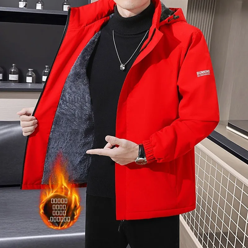 

Men's Winter Windproof Assault Jaet Thi Coat Long Sve Fce Lined Workwear Sle Stand Collar Heavy Du Men's Coat