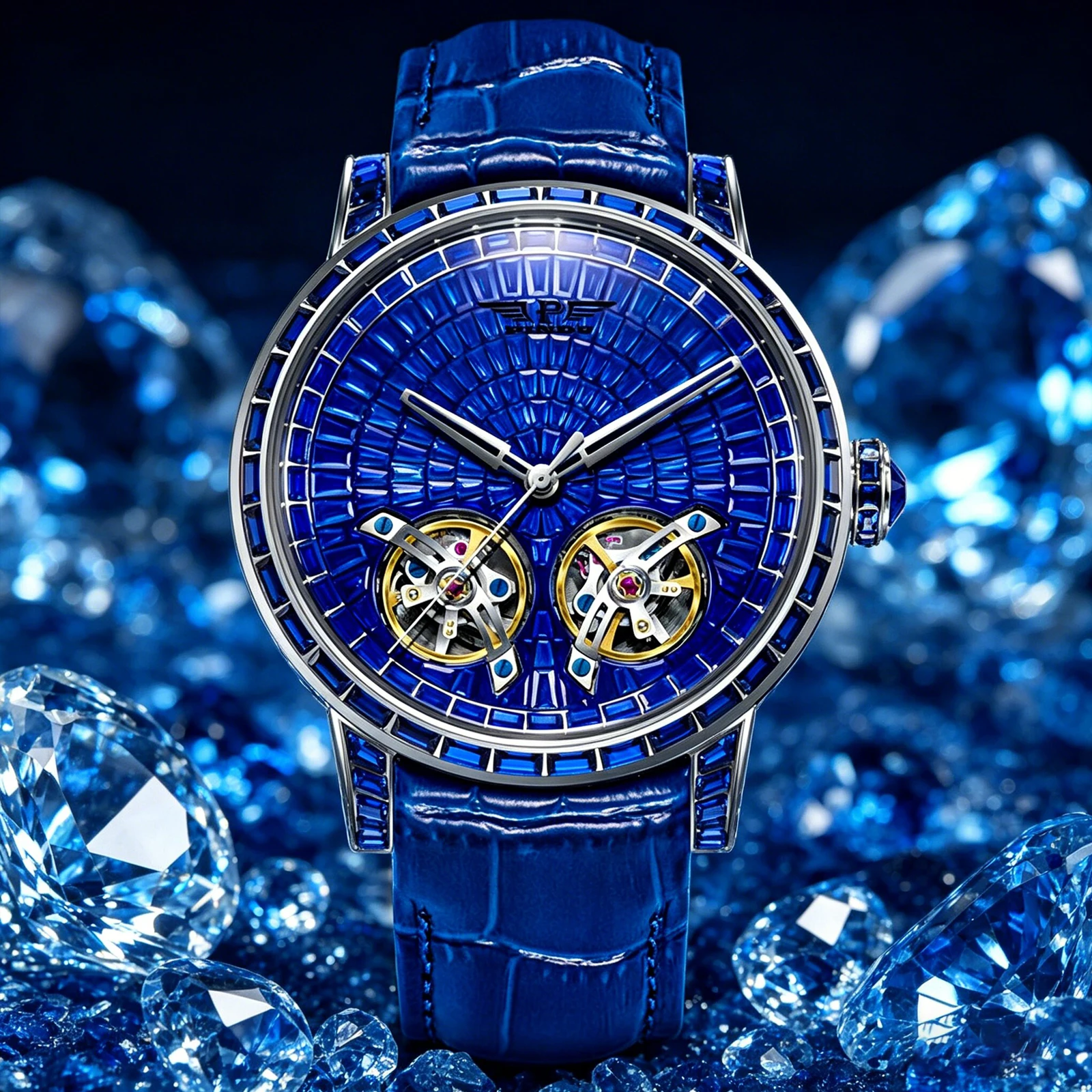 2026 PINDU Design New Double Flying Wheel Mechanical Watch Men Top Luxury Watch Sapphire Glass Waterproof Diamond Watch Leather