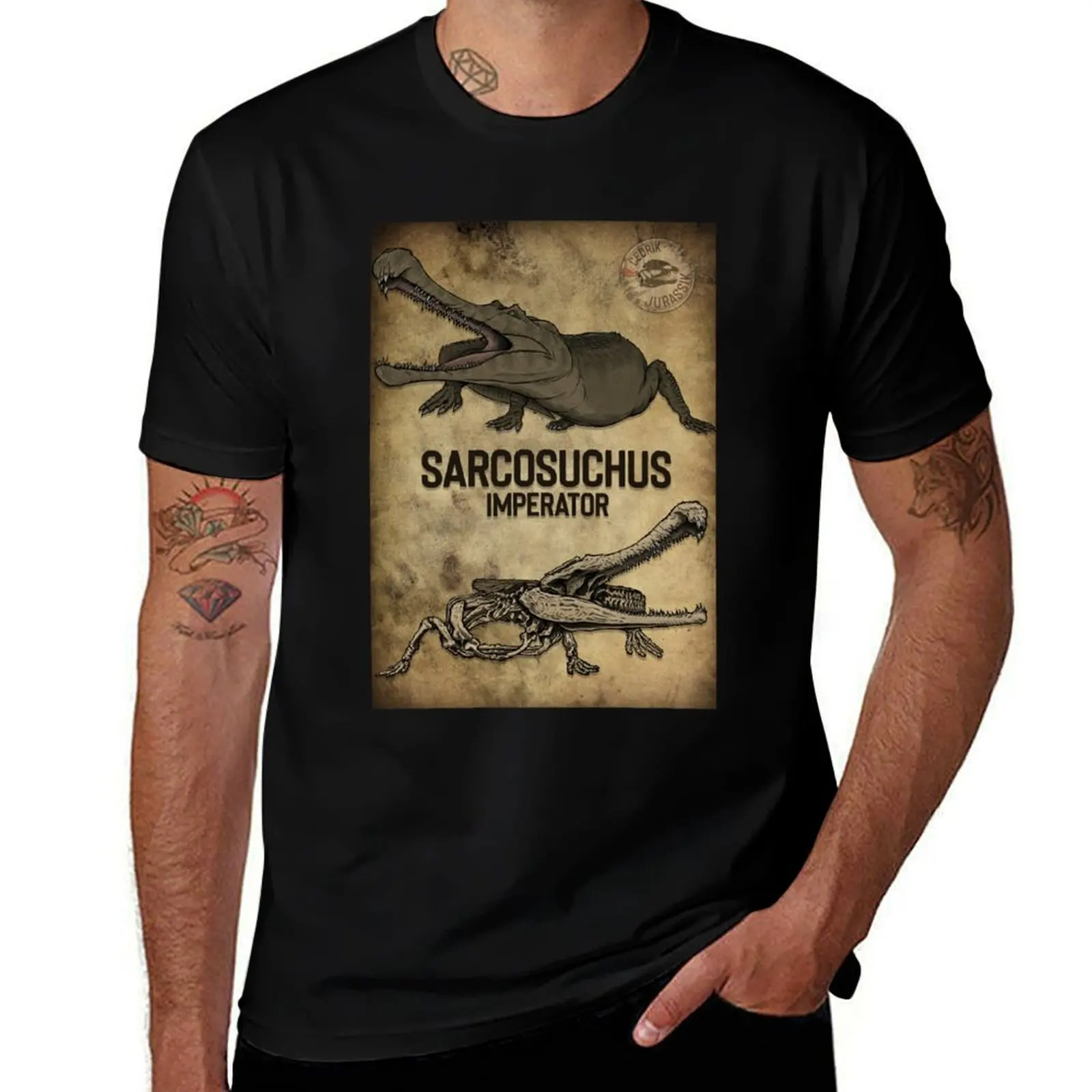 Sarcosuchus bones & scales T-Shirt Retro Graphic Print T-Shirt
