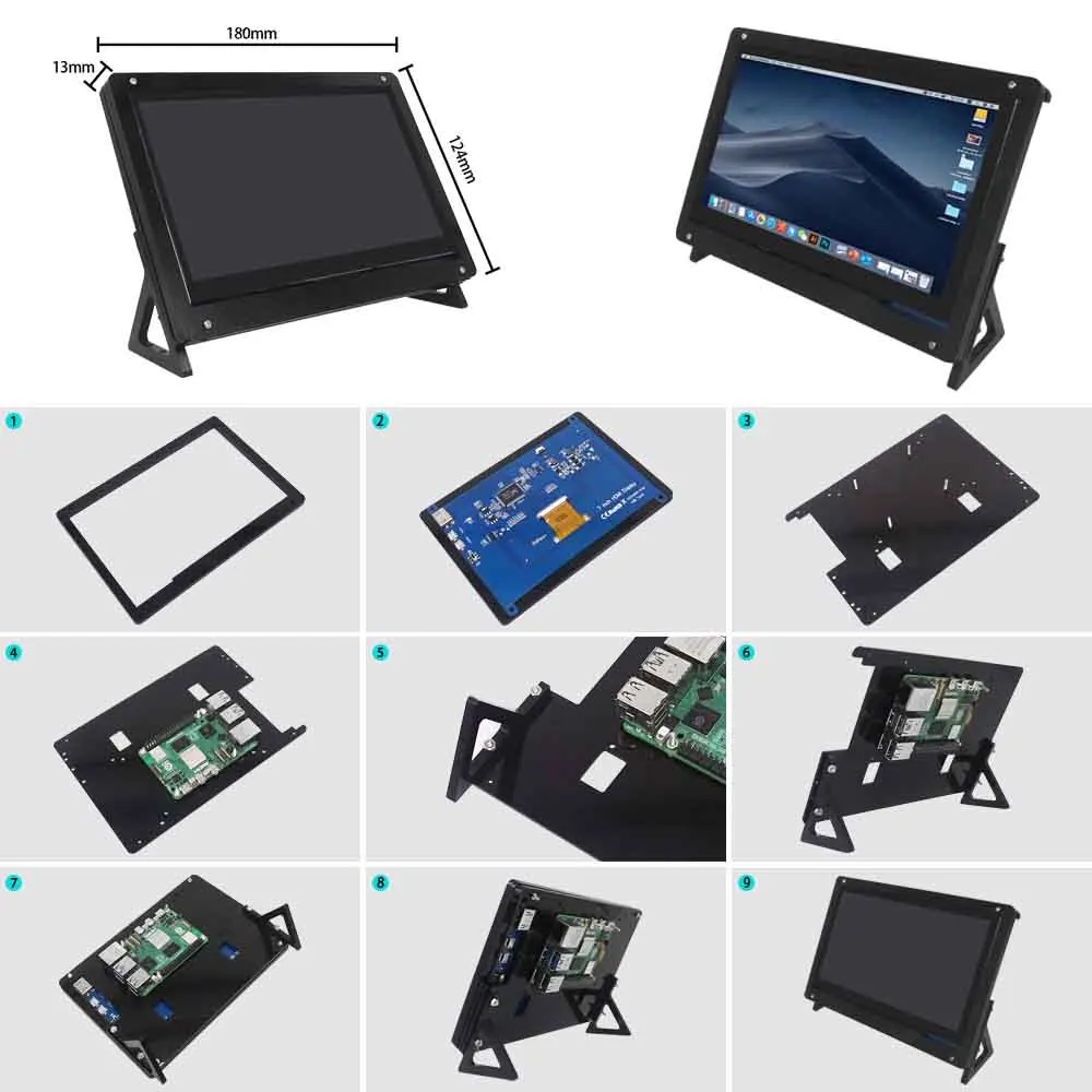 7 inch LCD Display HDMI-compatible Touch Screen 1024x600 Resolution Capacitive Touch Screen Support Systems for Raspberry Pi/PC