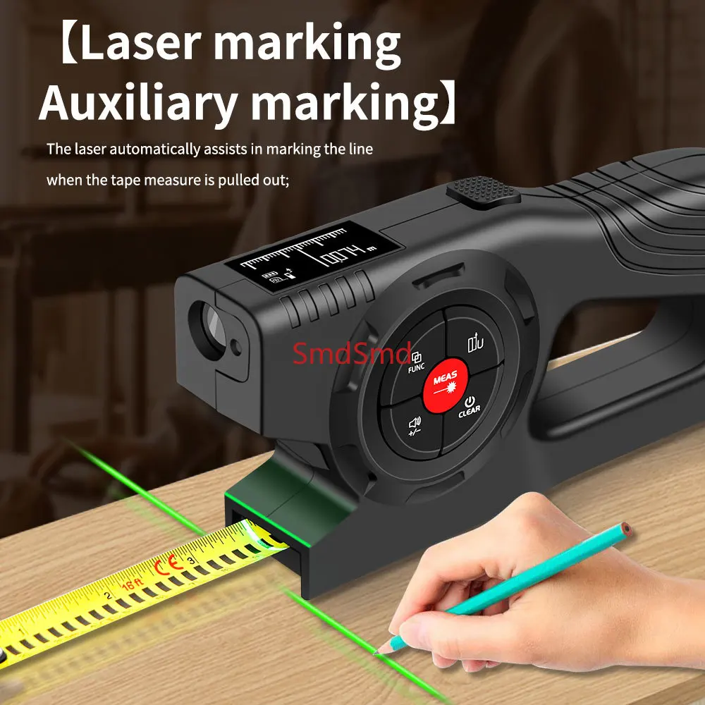 SK-TM03 Laser Rangefinder 120M Tape Measure Ruler LCD Display With Backlight Distance Meter Measurement Device Building