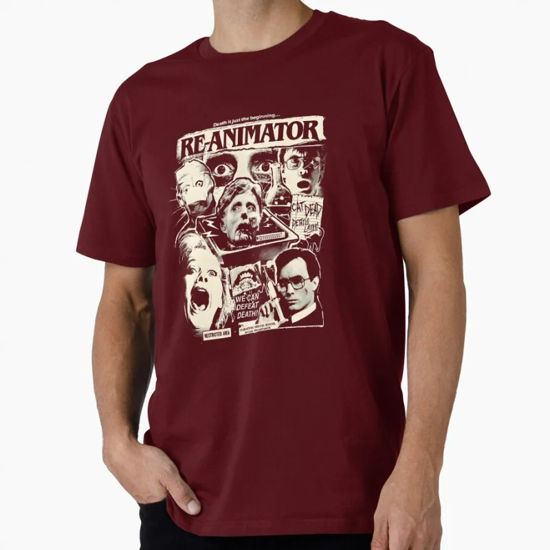 DOCTOR DEATH DEFEATED Re Animator 1985 Retro zombie horror movie Scary Halloween Gift T shirt Large size Tops printed clothes