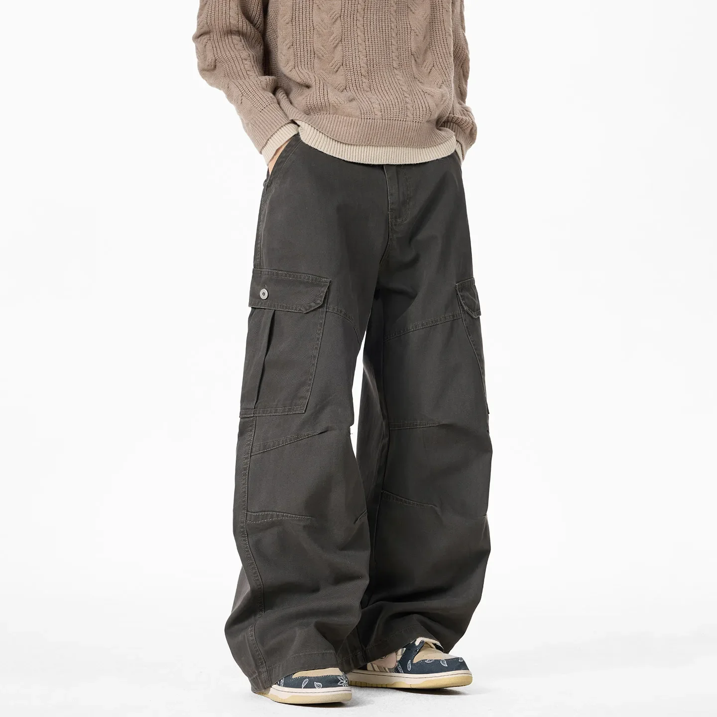 

Мужская и женская уличная одежда, модные винтажные потертые хлопковые свободные повседневные широкие брюки-карго-мачете, брюки для пар, мешковатые брюки унисекс