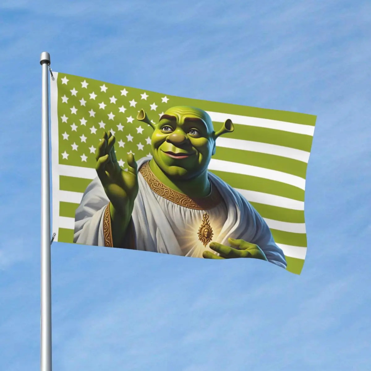 Shreks Holy Jesus Funny Flag Indoor Outdoor Banner Polyester Decoration Double Sided 2x3 3x5 4x6 5x8 FT Flags