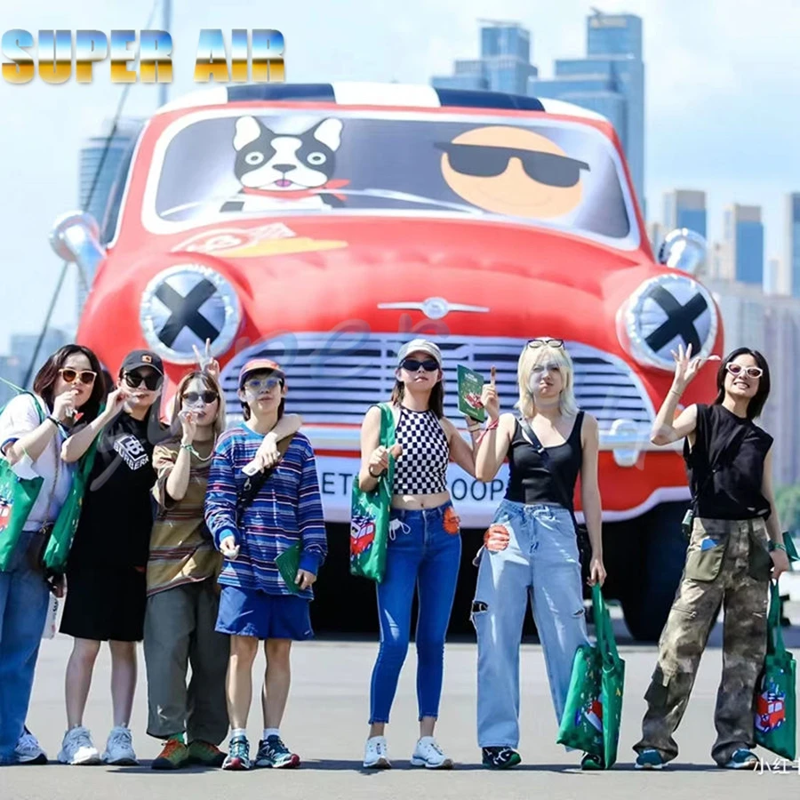 Decoração autodrome externa usada para modelo de automóvel inflável de corrida com ventilador de ar