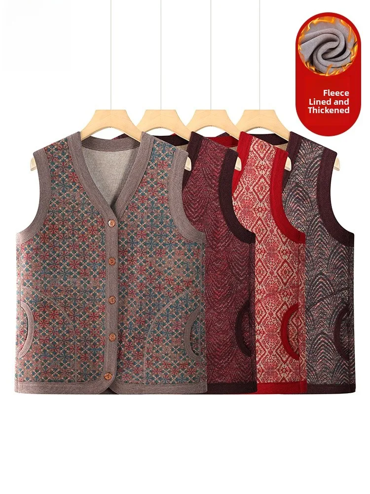 

Rn Floral Print Fce Lined Vest for Women over 50 Casual Loose Fit Button up Warmth Outerwear Autumn Winter Outerwear