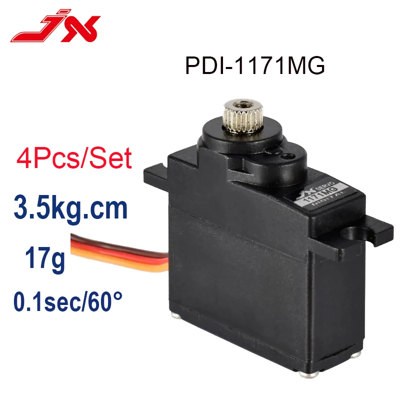 

4PCS JX PDI/PS-1171MG 3.5kg Metal Gear 17g Mini Digital Servo For RC Crawler Car Airplane Boat Robot Helicopter Drone Accessorie