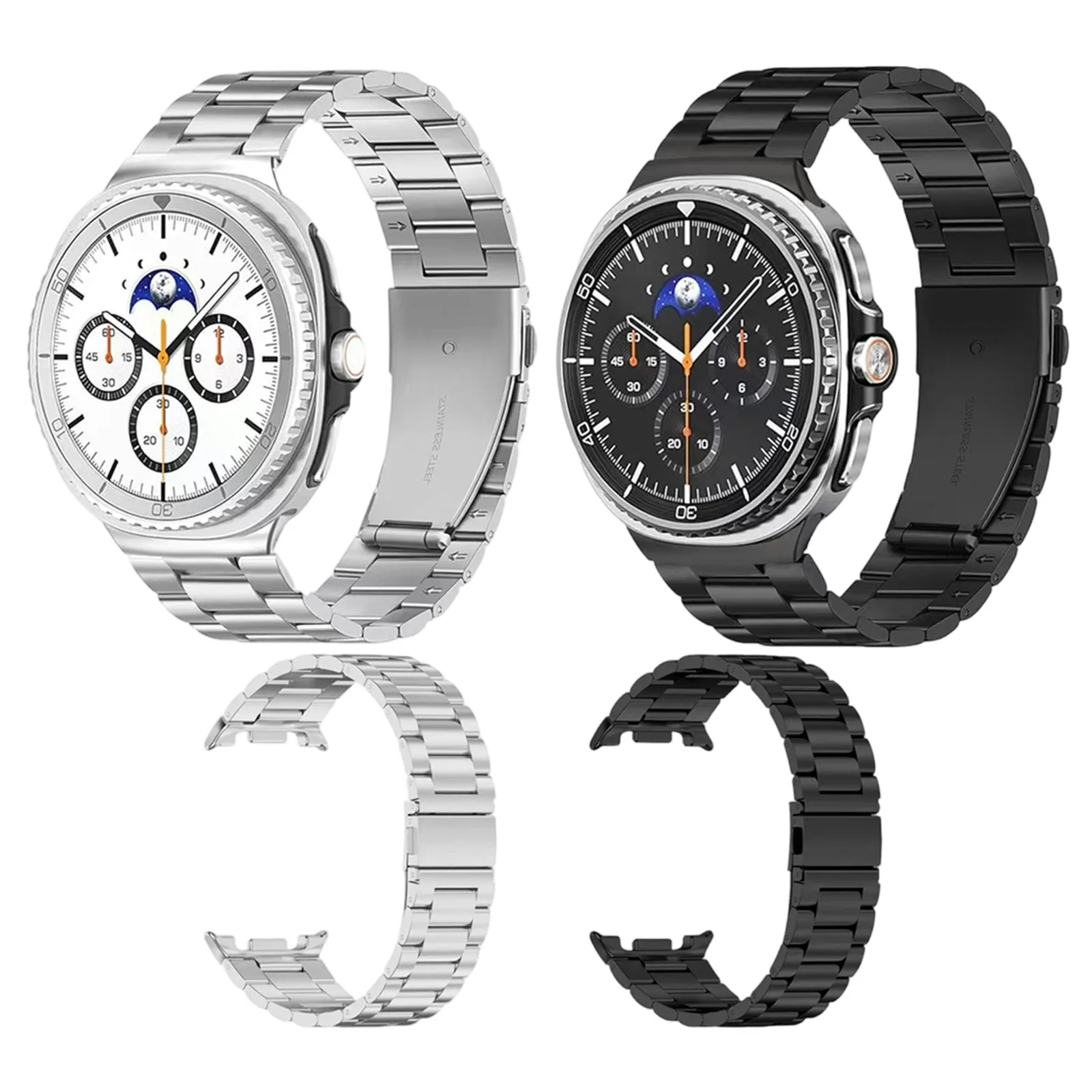 Pulseira de Metal em Aço Inoxidável para Samsung Galaxy Watch 8 Classic 46mm 44mm Watch8 40mm Acessórios de Pulseira Sem Espaços