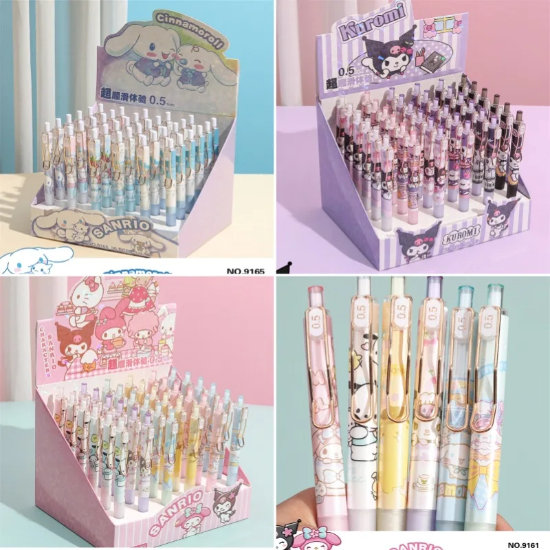 36pcs Sanrio Anime Gel Pens Cute Hello Kitty Kuromi Cinnamoroll Pachacco Neutral Pen Office School Supplies Stationery Wholesale