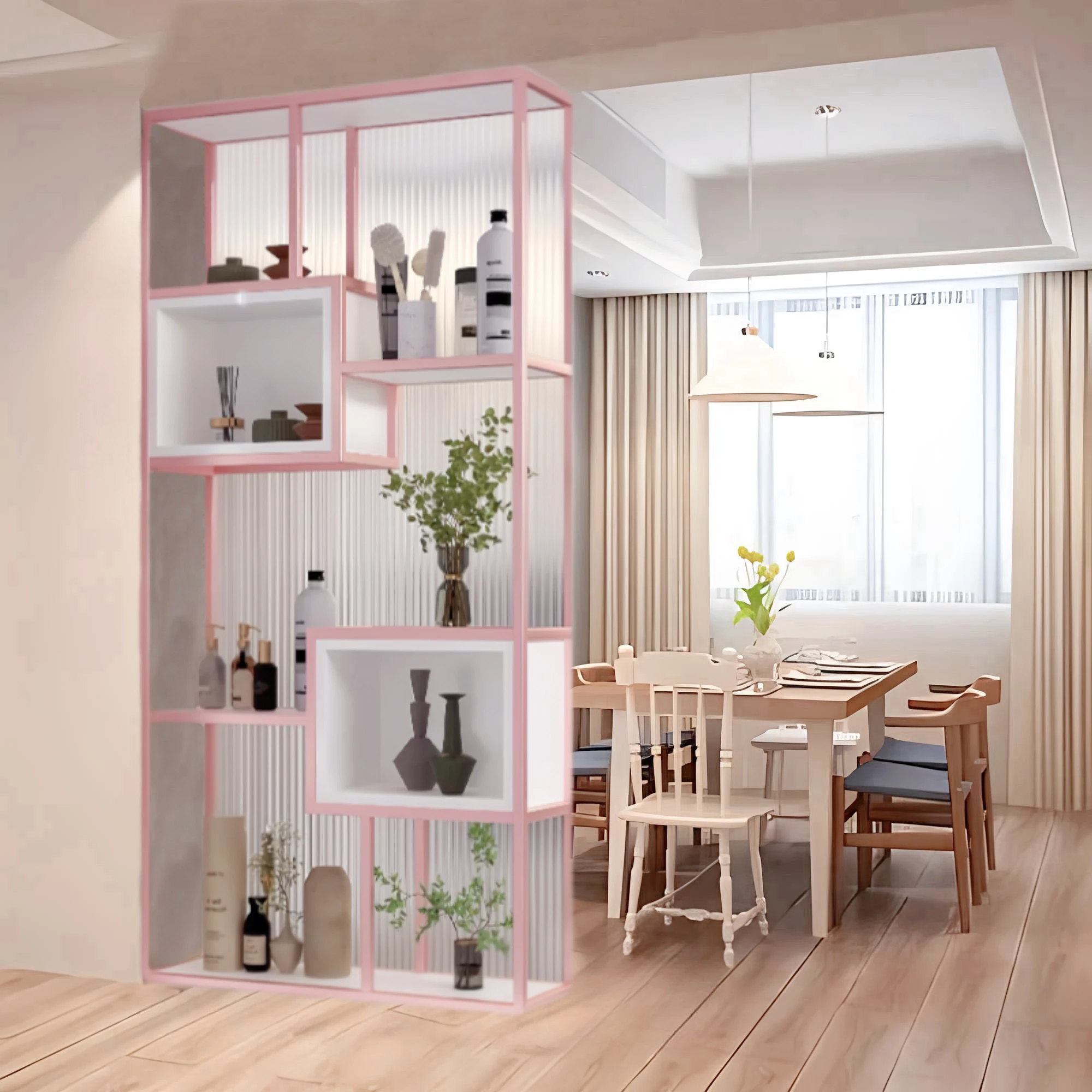 Modern simple entrance living room bedroom office bathroom half wall glass partition cabinet rack wrought iron screen