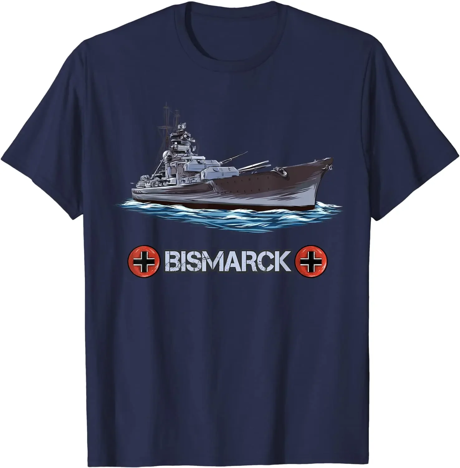 WWII German Navy Bismarck Battleship T-Shirt 100% Cotton O-Neck Short Sleeve Summer Casual Mens T-shirt Streetwear