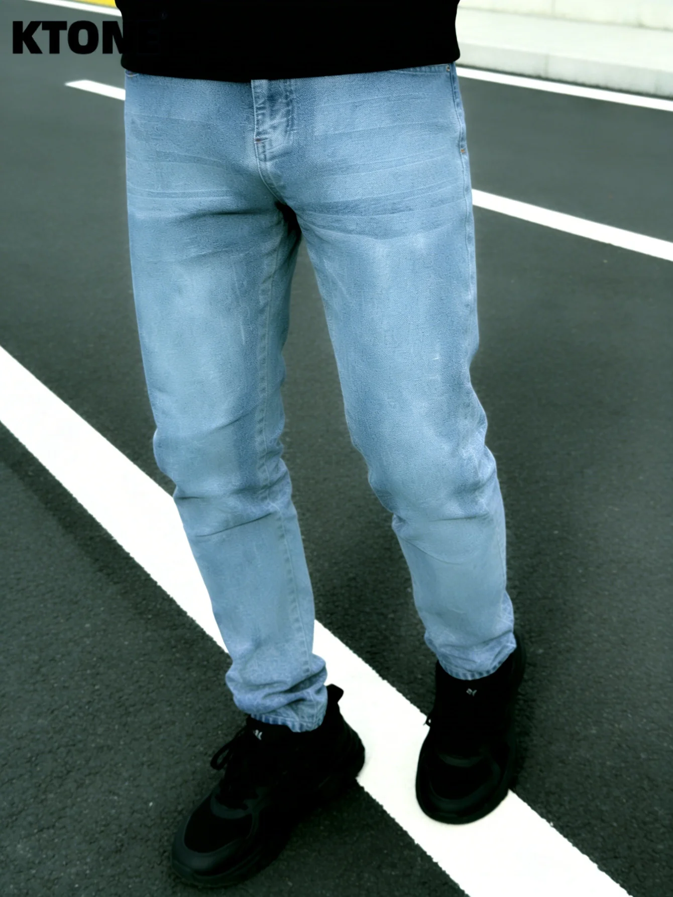 

Men's Forest Ethereal Style Slim Fit Skinny Jeans for Dating & Sea of Clouds Meadow Stroll