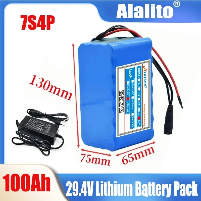 

7s4p 29.4V 100Ah 18650 Battery Lithiumlon Battery Pack Customized 100Ah for Electric Bicycle Scooter Moped wheelchair Vehicle