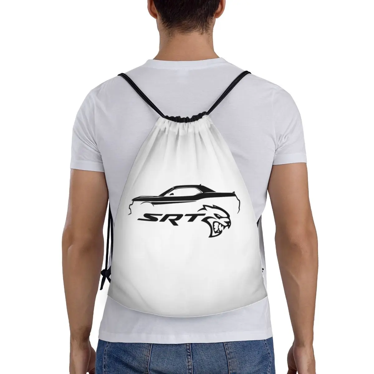 

SRT Hellcat Demon Dodge Challenger Car Racing Backpacks Portable Drawstring Bundle Pocket Sports Bag Book Bags For Travel School