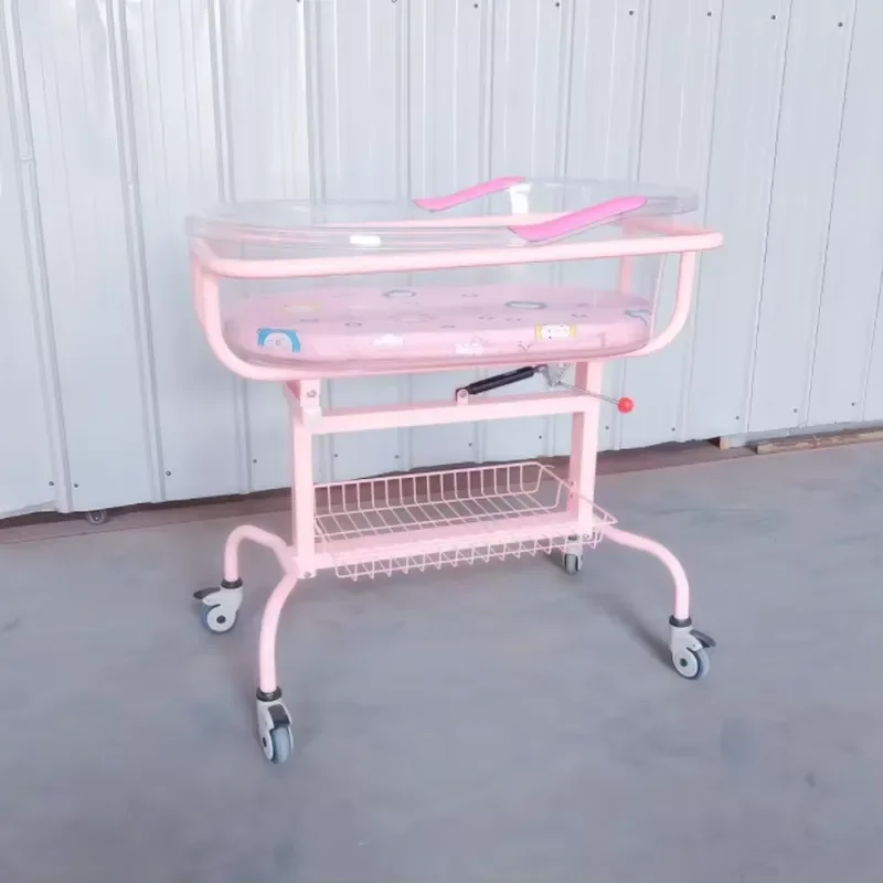 Hospital Neonatal Crib Trolley Tiltable Transparent Bassinet with Silent Lockable Wheels for Newborn Infant Care