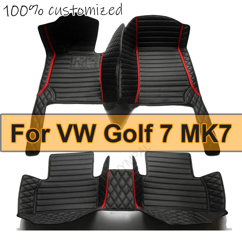 Custom Automotive Car Floor Mats For VW Golf 7 MK7 2012 2013 2014 2015 Auto Luxury Leather Men Women Car Mats Full Coverage