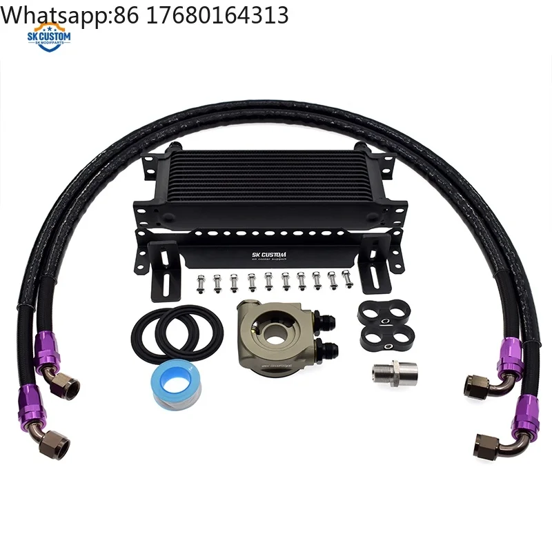 For SK CUSTOM 13 Row Aluminum Oil Cooler Kit for Hyundai Elantra Genesis Coupe Ix35 I30 Engine Thermostat Radiator Kit