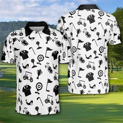 3D Printed Golf Polo Shirts For Men Skull Pattern Sweatshirt Summer Casual Vacation Short Sleeve Sport Lapel Tops Streetwear
