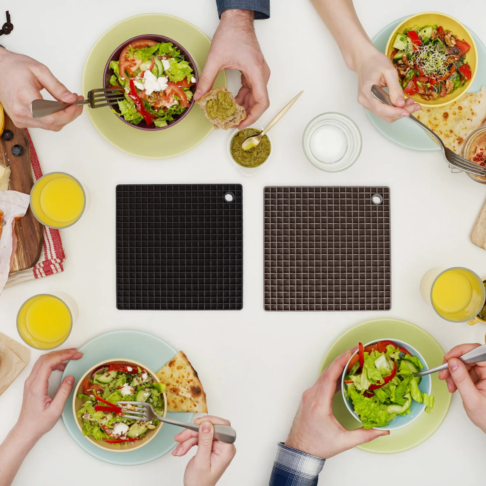 

4 pcs Silicone Pot Holder Set Heat Resistant Trivets For Hot Pots Plates Cups Non-Slip Kitchen Mats Cooking Dining Pad