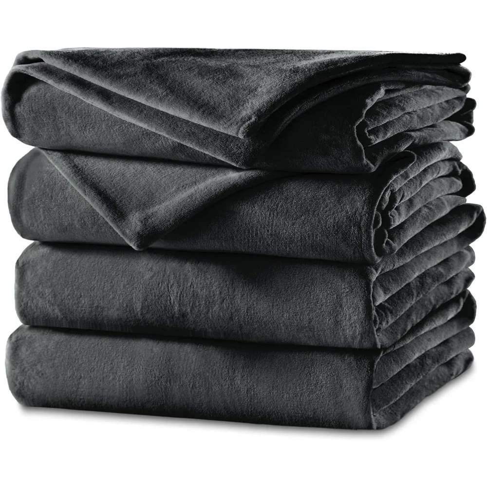 Heated Blanket | Velvet Plush, 10 Heat Settings, Slate, Queen - BSV9GQS-R825-12A44