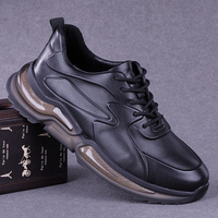 Athletic Genuine Leather Shoes Men Casual Trendy Sports Running Top Layer Cowhide Sneakers Air Cushion Shock Absorption Chic 45