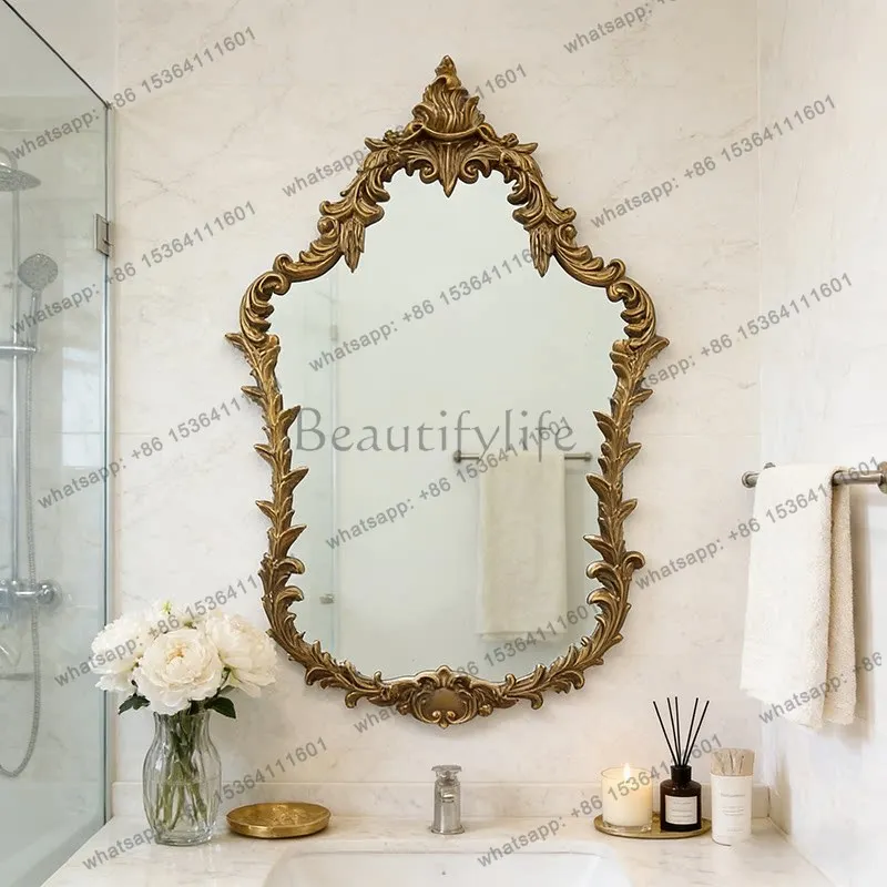 American vintage carved border bathroom mirror wall mounted decorative mirror