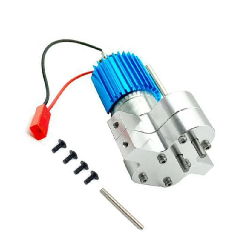 ABDX-Metal Portable Gearbox 370 Reduction Motor with Heat Sink Truck Pickup Cartoon Adaptive Gearbox Assembly,Silver &