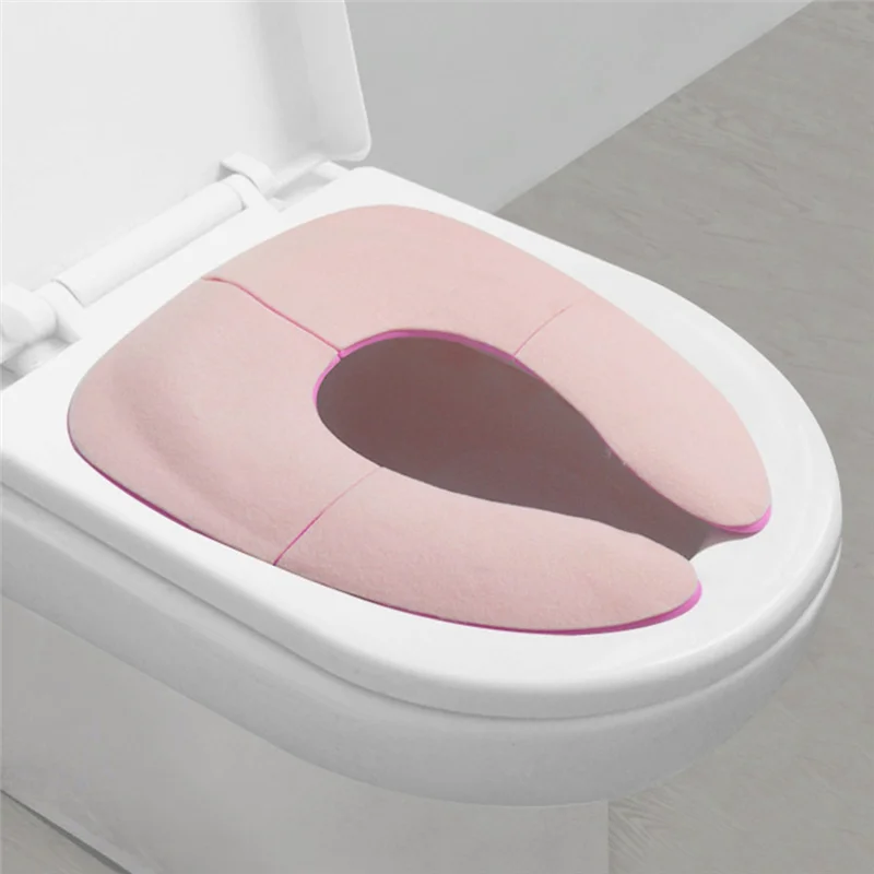 AS96-Folding Travel Toilet Seat For Toddlers - Portable & Secure Potty Training Seat, Non-Slip Suction Cups Pink 35 X 29Cm