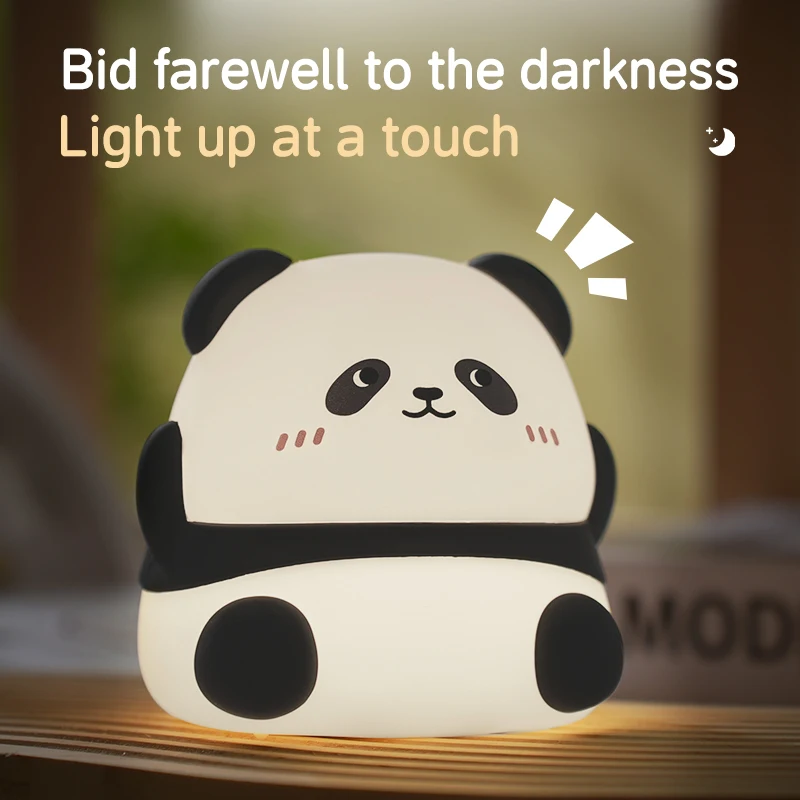 Cute Panda Baby Silicone Night Light: USB Charging, Cartoon Design, Protects Children's Sleep, Preferred Birthday Gift