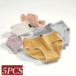 5Pcs/SetCotton Panties Women's Underwear Breathable Comfort Briefs Low Waist Female Underpants Fashion Solid Colors Lingerie