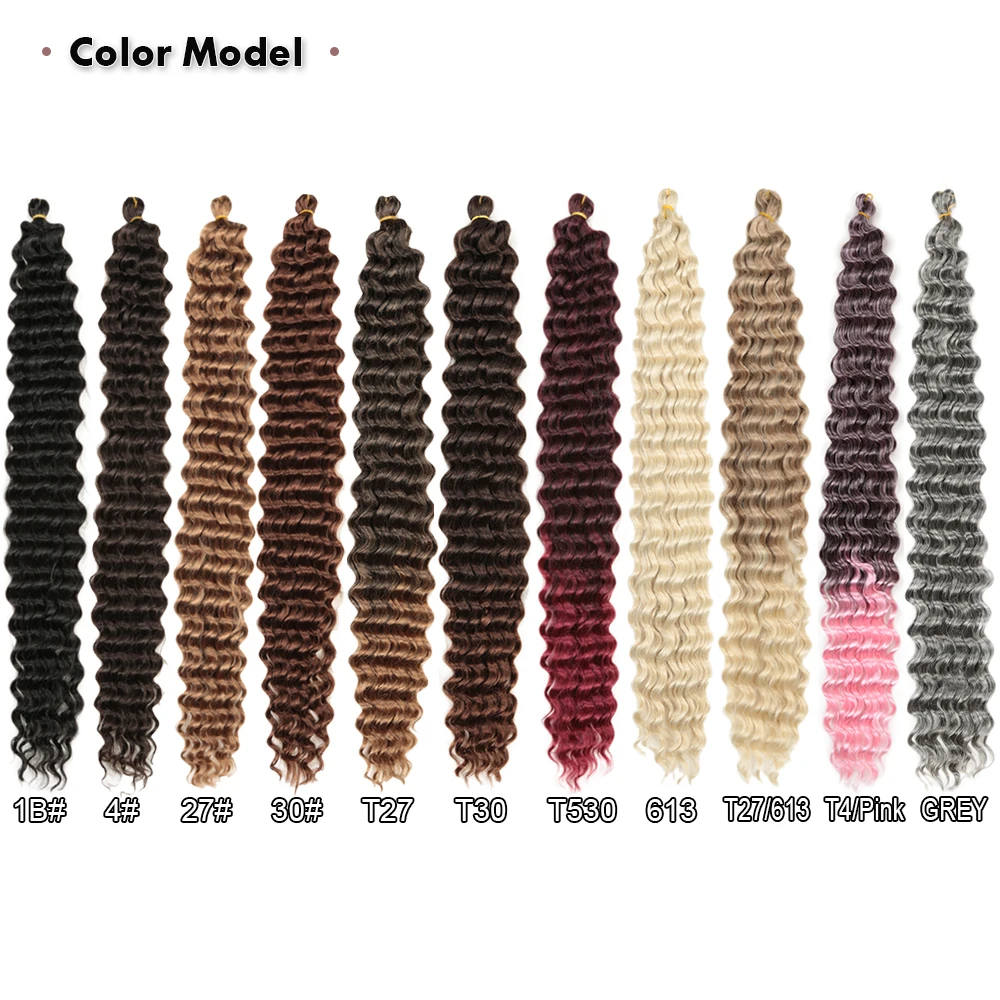 22 28inch Deep Wave Twist Crochet Hair Synthetic Soft Afro Curls Ombre Braiding Hair Low Tempreture Hair For Braids HeyMidea