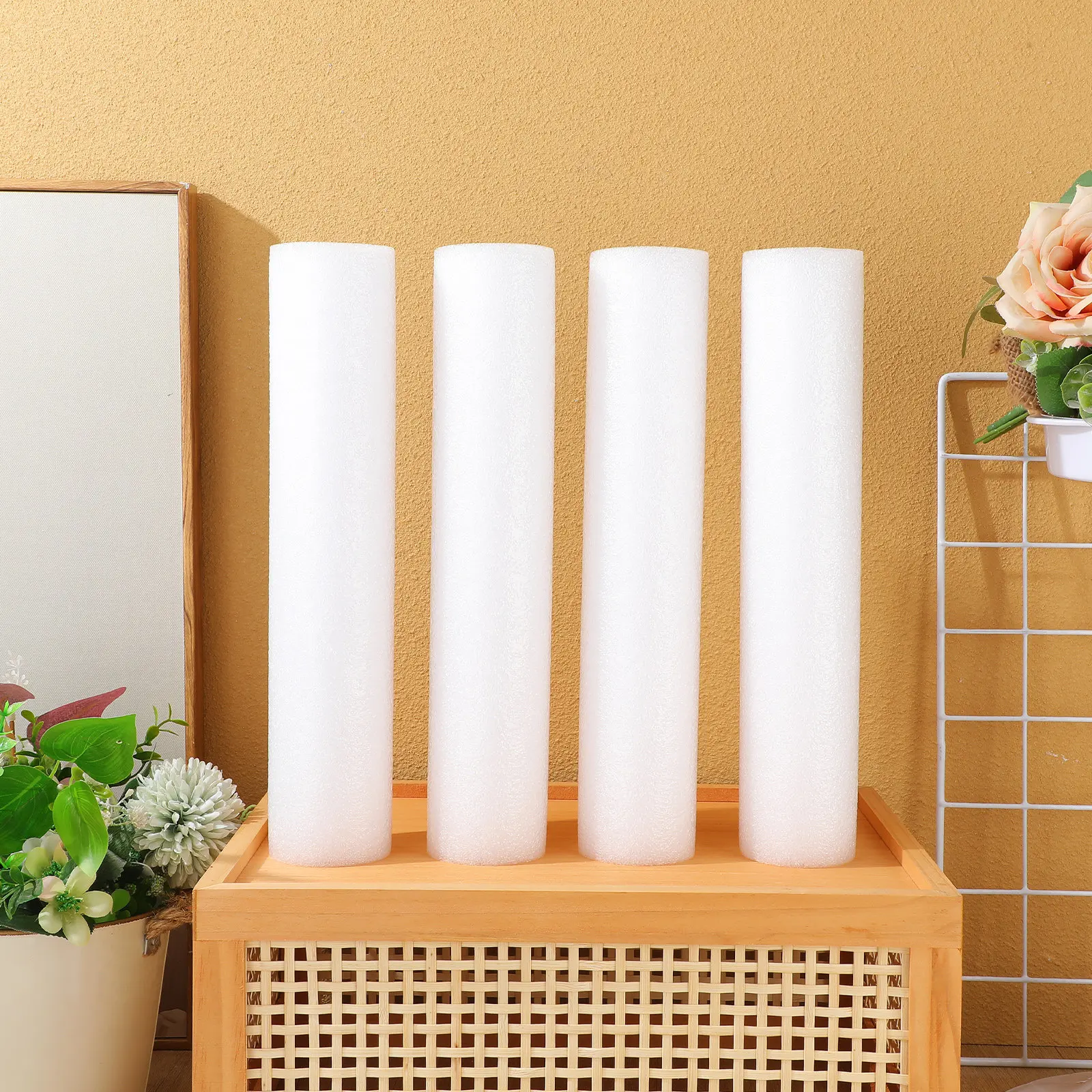 

10Pcs Polystyrene Foam Cylinders for Floral Arrangements 30Cm White Foam Rods Flower Bouquet Crafting Tubes DIY Supplies