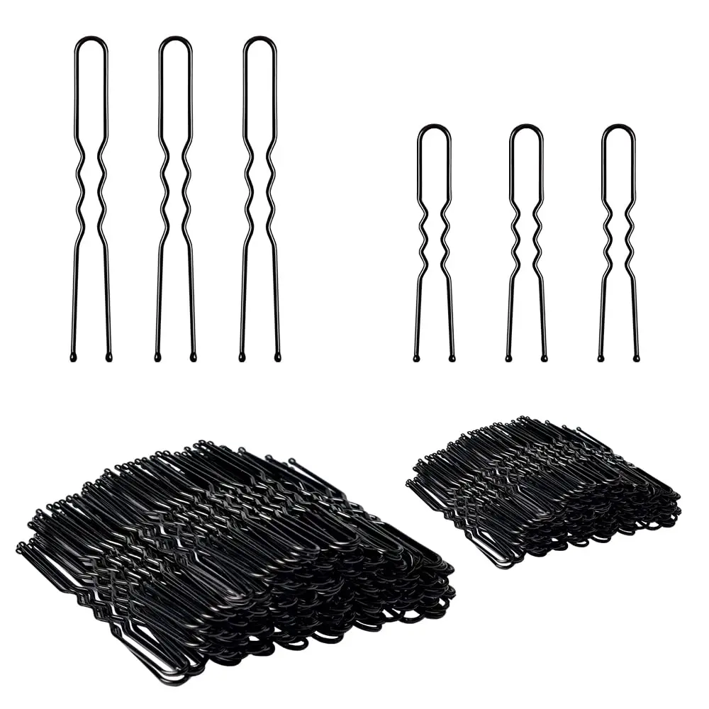 50PCS U Shaped Hair Pins Black Wave Bobby Pin Hair Bobby Pins for All Hair Types Hair Accessories for Women Lady Girls 5/6/7CM