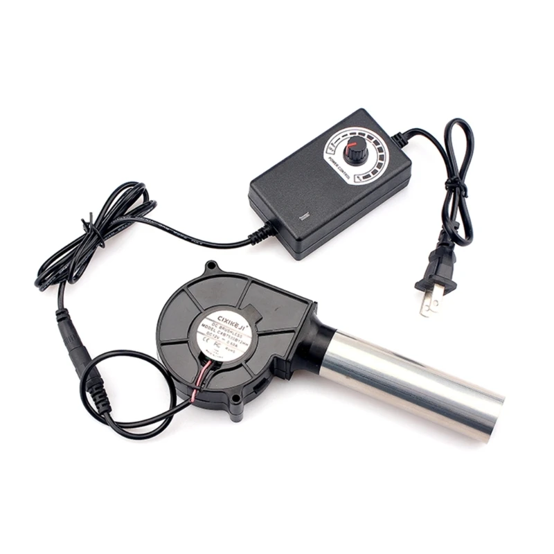 US Plug Speed-regulating Blower 12V Grill Stove Outdoor Mobile Portable with Small Air Collecting Duct Blower M76D