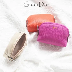 Genuine Leather Woman Coin Purse Luxury Fashion Custom Letter Pouch Mini Key Wallet Luxury Design Earphone Storage Cosmetic Bag